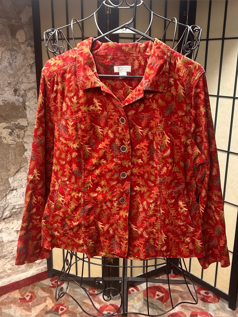 Christopher & Banks Autumn Inspired Print Corduroy Jacket: XL